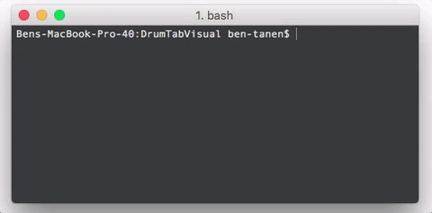 Demo GIF of the drum tab visualizer
